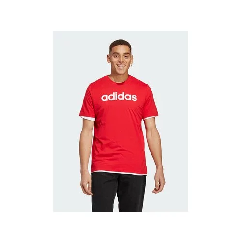 ADIDAS SPORTSWEAR adidas Majica Essentials Single Jersey Linear Embroidered Logo T-Shirt IC9278 Rdeča Regular Fit
