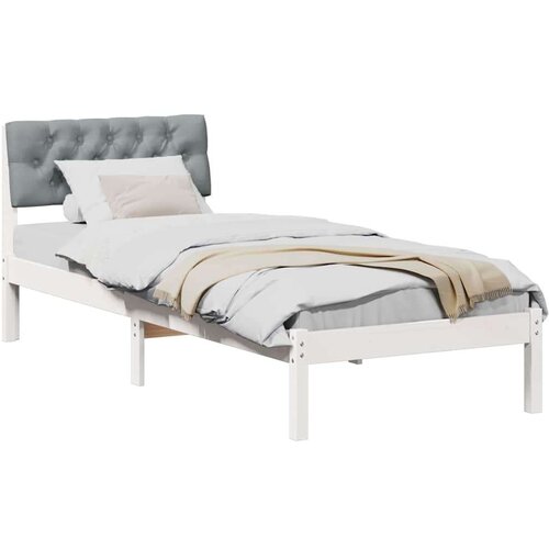  Okvir kreveta s uzglavljem Bijela i svijetlosiva 75 x 190 cm Slike