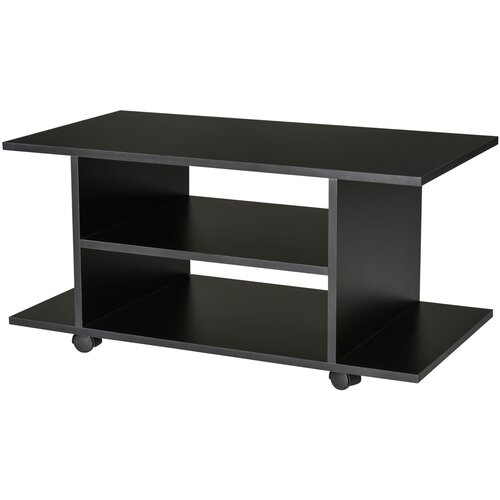 HOMCOM Moderno oblikovana televizijska omarica z lesenimi koleščki 80 × 40 × 40 cm črna, (20745674) Cene