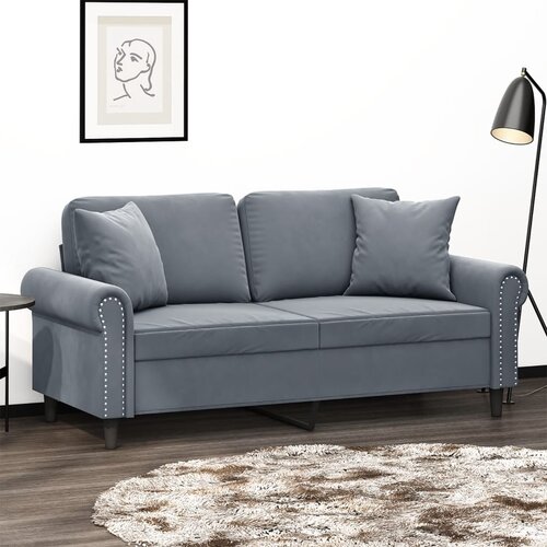 vidaXL Kavč dvosed z okrasnimi blazinami temno siv 140 cm žamet Cene