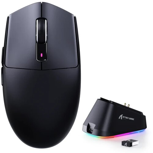 Attack Shark bežični gaming mi&amp;scaron; G3Pro PAW3311/25000 dpi/omron switches/black + charging dock Slike