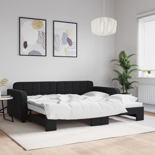VidaXL Dnevni krevet na razvlačenje crni 90 x 200 cm bar&amp;scaron;unasti Slike