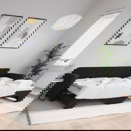 VidaXL Izvlečna dnevna postelja črna 90x200 cm žamet Slike
