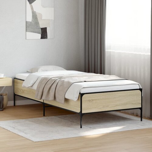 Furnova Posteljni okvir sonoma hrast 100x200 cm inž. les in kovina, (21935228) Slike