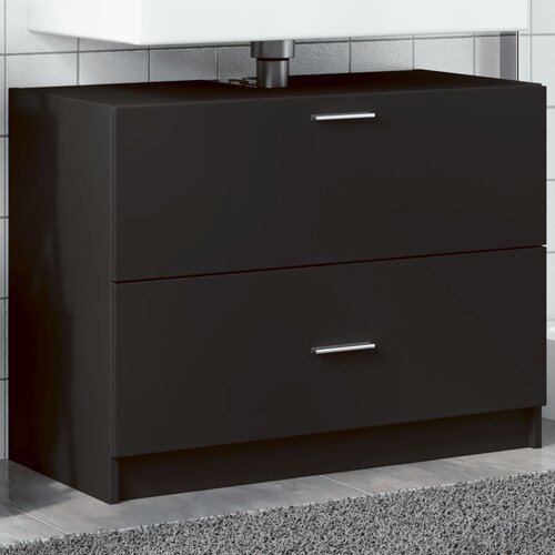 Ormarić za umivaonik crni 78 x 37 x 59 cm od konstruiranog drva Cene