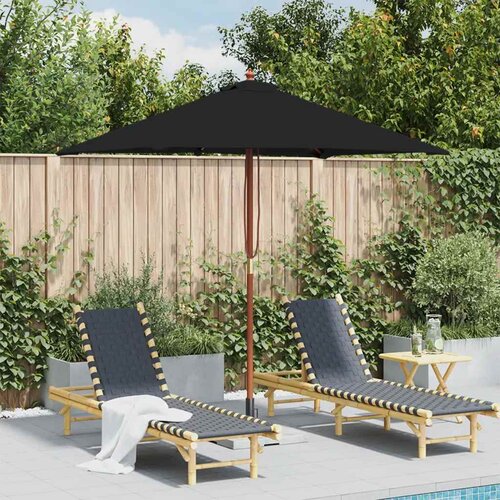  Vrtni suncobran s drvenim stupom 150 x 200 cm crni Cijene