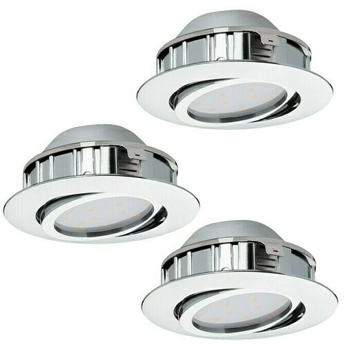 Eglo Set ugradbenih LED svjetiljki Pineda (6 W, D x &amp;Scaron; x V: 8,4 x 8,4 x 4 cm, Krom, 3 Kom., Topla bijela, pomična glava svjetiljke) Slike