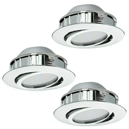 Eglo Set ugradbenih LED svjetiljki Pineda (6 W, D x Š x V: 8,4 x 8,4 x 4 cm, Krom, 3 Kom., Topla bijela, pomična glava svjetiljke)