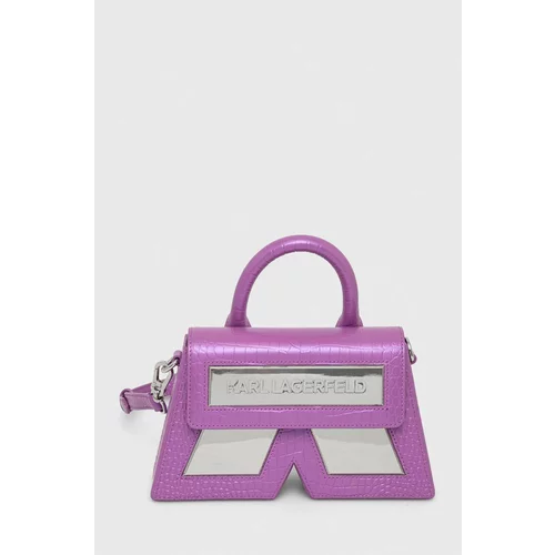 Karl Lagerfeld Usnjena torbica vijolična barva