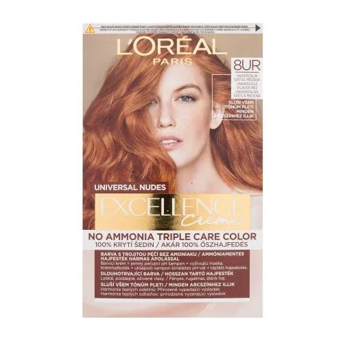 L'Oréal Paris Excellence Creme Triple Protection boja za kosu obojena kosa svi tipovi kose 48 ml Nijansa 8ur universal light copper za ženske POKR