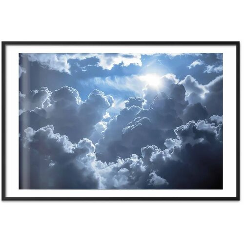  Plakat Lively Scene: The Sun Battling the Clouds 42x29.7 Crni okvir s margom Slike