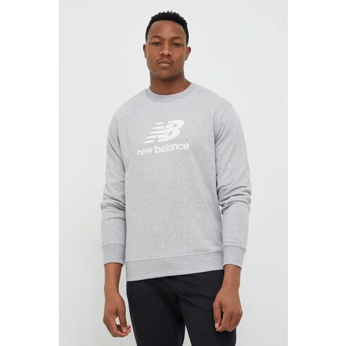 New Balance Essentials Stacked Logo French Terry Crewneck Athletic Grey