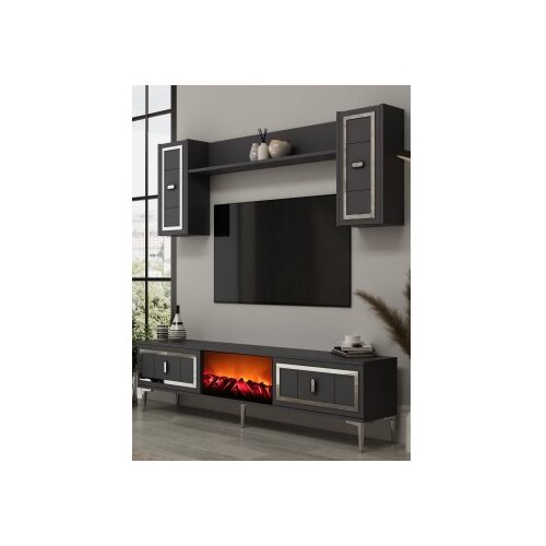 Hanah home tv polica orion fireplace anthracite silver Cene