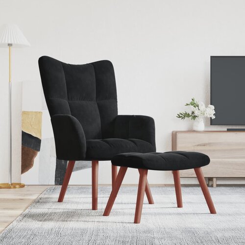 The Living Store Stol za spro&amp;scaron;čanje s stolčkom črn žamet - Stol Za Spro&amp;scaron;čanje, (21485271) Slike