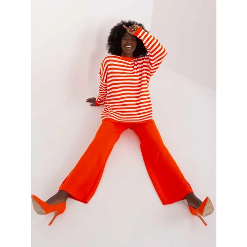 Fashion Hunters Orange and ecru set with wide legs