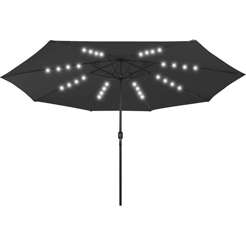  Vrtni suncobran s LED svjetlima 400 cm crni Slike