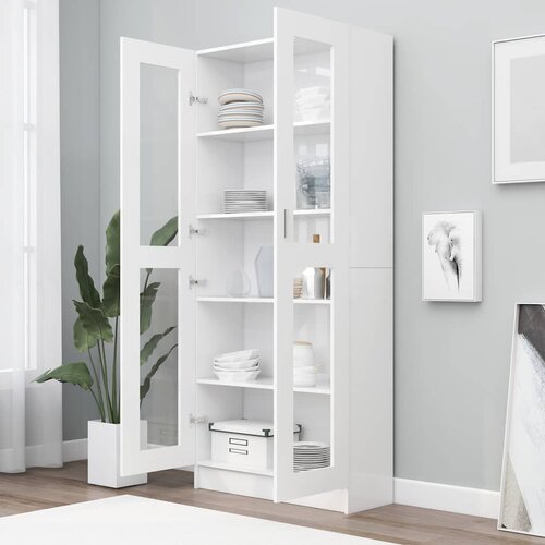  Vitrina bijela 82,5 x 30,5 x 185 cm konstruirano drvo Slike