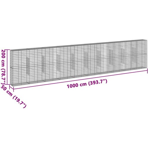  Gabionska ko&amp;scaron;ara s poklopcem 1000x50x200 cm pocinčano željezo Slike