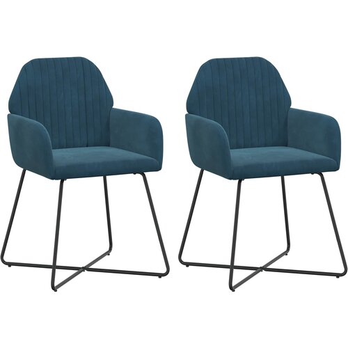 vidaXL Jedilni stoli 2 pcs Žamet Modra 55 x 50 x 84 cm, (5000296879) Cene