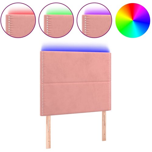 VidaXL LED posteljno vzglavje roza 80x5x118/128 cm žamet, (20951651) Slike