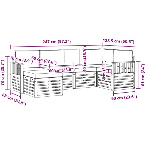  Set vanjskih sofa 6 kom. Prirodna i antracit Poliester 247 x 128,5 x 73 cm Slike