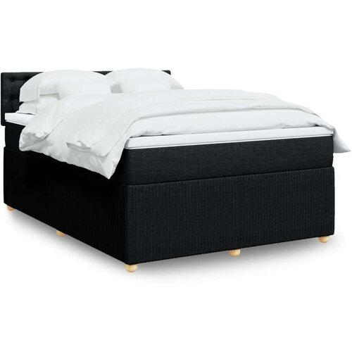 VidaXL Krevet s oprugama i madracem crni 140 x 190 cm od tkanine Slike