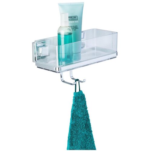 Wenko 22694100-Polica VACUUM-LOC QUADRO ED 25,5x15 cm srebrna/sjajni hrom/prozirna Slike