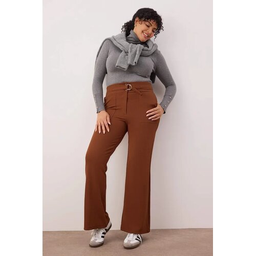 Trendyol Ženske pantalone Tbbss24Ar00030, Braon Cene