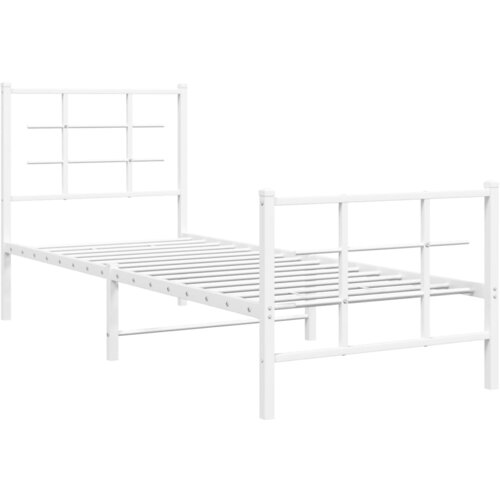  Metalni okvir kreveta uzglavlje i podnožje bijeli 75x190 cm Slike