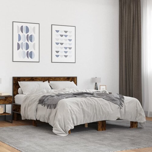 Furnova Posteljni okvir dimljeni hrast 140x200 cm inž. les in kovina, (21942480) Slike