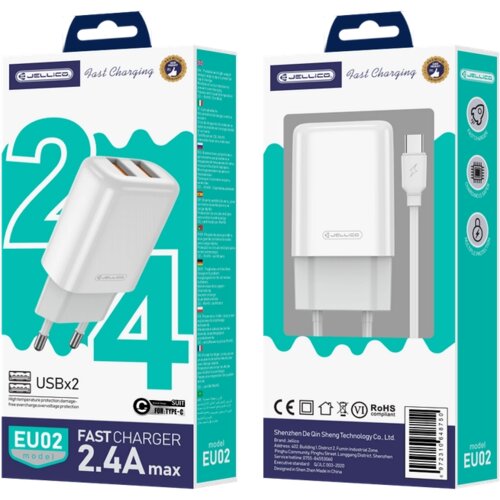 Jellico 2XUSB STENSKI POLNILEC ZA TELEFON, TABLIČNI RAČUNALNIK, USB-C KABEL, (5000337832) Cene
