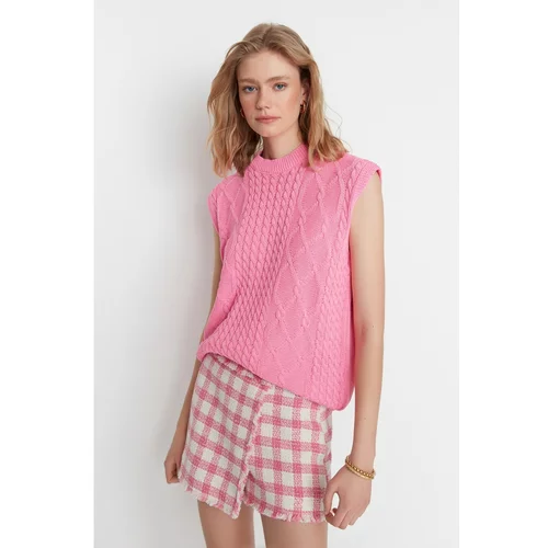 Trendyol Pink Knitted Detailed Oversize Knitwear Sweater