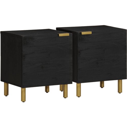 Furnova Nočne omarice 2 kosa črna 40x33x46 cm trden mangov les, (21926409) Slike