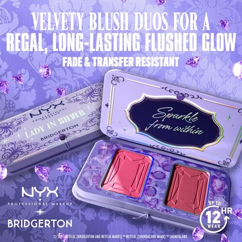 NYX Professional Makeup Bridgerton Royal Blush paleta rdečil odtenek 02 Lady In Silver 2x5 g Slike