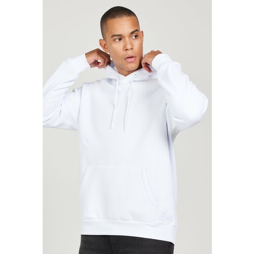 AC&Co / Altınyıldız Classics Men's White Standard Fit Regular Cut Inner Fleece 3 Thread Hooded Cotton Sweatshirt Cene
