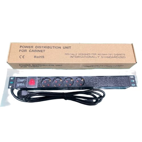ExeLink razvodni pdu panel za rack 19 in, sa 4 uticnih mesta, kabl 2m (aluminijum) Slike