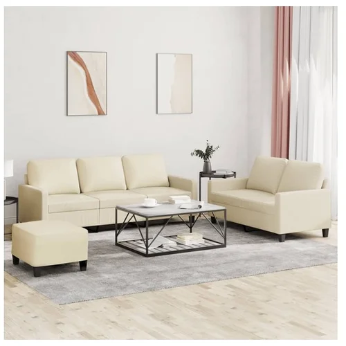 vidaXL 3-dijelni set sofa s jastucima krem od umjetne kože