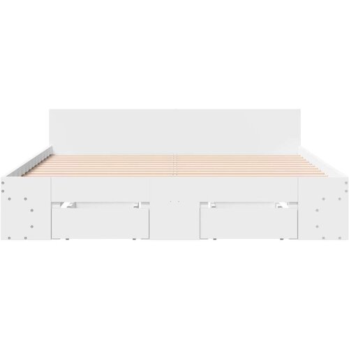 VidaXL Okvir kreveta s ladicama bijeli 150 x 200 cm konstruirano drvo Slike