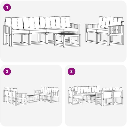  Set vanjskih sofa 7 kom. Bijela i krem Smeđa 59 x 59 x 37 cm Slike