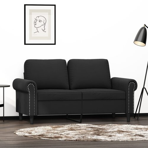 VidaXL Kavč dvosed črn 120 cm žamet Slike
