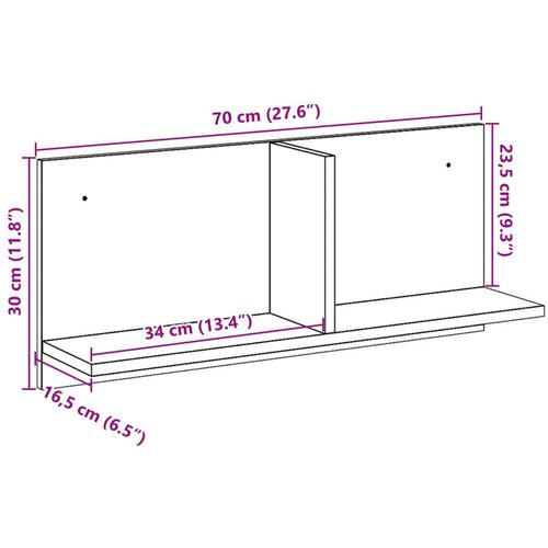 vidaXL Zidni ormarić boja hrasta 70x16,5x30 cm od konstruiranog drva Cijene
