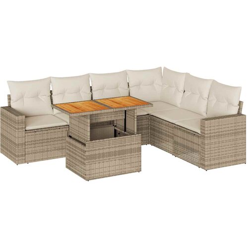 vidaXL 7-dijelni set vrtnih sofa od poliratana s jastucima bež Cijene