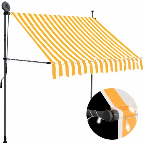 vidaXL Ročno zložljiva tenda z LED lučmi 100 cm bela in oranžna