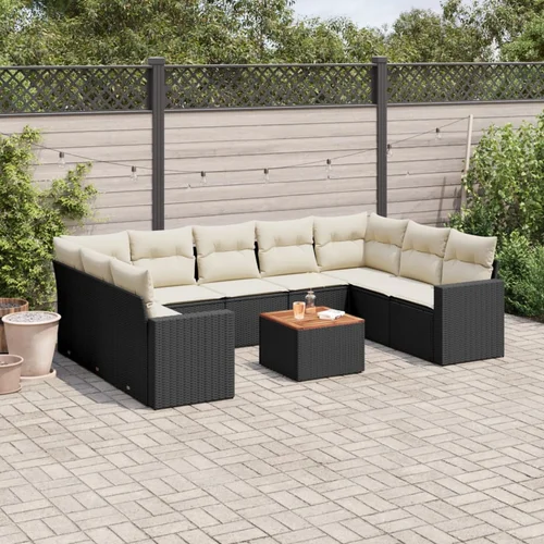 vidaXL 10-dijelni set vrtnih sofa s jastucima crni od poliratana vidaXL 10-dijelni set vrtnih sofa s jastucima crni od poliratana