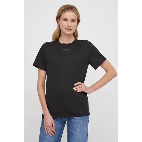 Calvin Klein Pamučna majica za žene, boja: crna