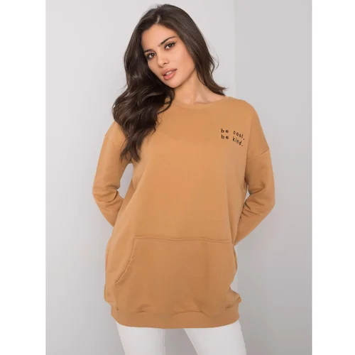 Fashion Hunters Pocket sweatshirt RUE PARIS Camel without hood