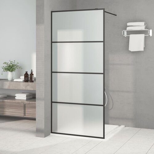 Pregrada za tu&scaron; crna 90 x 195 cm s mutnim staklom ESG Cijene