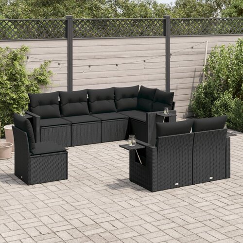  8-dijelni set vrtnih sofa od poliratana s jastucima crni Cijene