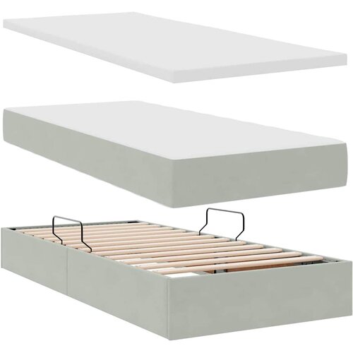  Krevet s od storage Svijetlo siva 180 x 200 cm Bar&amp;scaron;un Svjetlosiva Slike