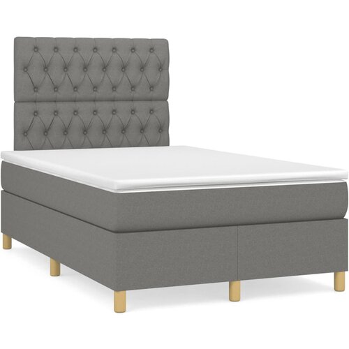VidaXL Box spring postelja z vzmetnico temno siva 120x190 cm blago Slike